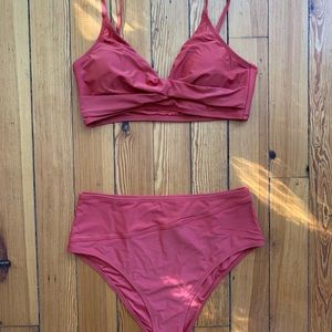 Marsala Twist High Waisted Bikini